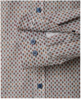 Casa Moda Comfort Fit Langarmhemd Miniprint grün braun Blüten